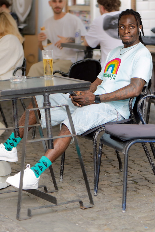 Black man on a terrace